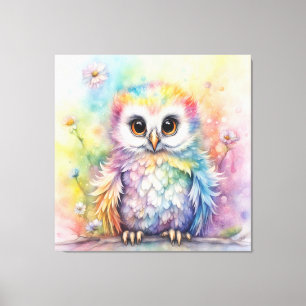 Regenboog Vogels Uilen 2 Canvas Afdruk