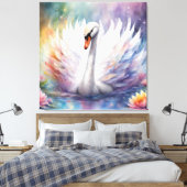 Regenboog Vogels Zwaan 1 Canvas Afdruk (Insitu (Slaapkamer))