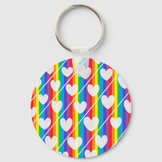 Regenboog vol harten Sleutelhanger (Voorkant)