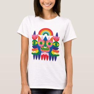 Regenboog Volk Masker Gezichtskunst T-shirt