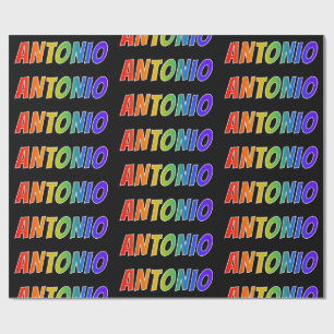 Regenboog voornaam "ANTONIO"; Leuk & Kleurrijk Cadeaupapier