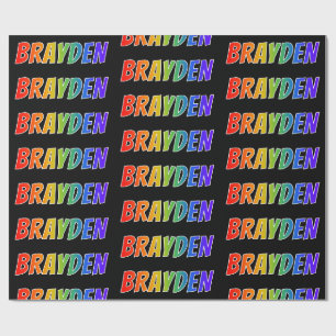 Regenboog Voornaam "BRAYDEN"; Leuk & Kleurrijk Cadeaupapier