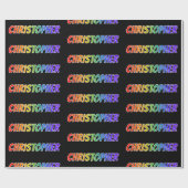 Regenboog voornaam "CHRISTOPHER"; Leuk & Kleurrijk Cadeaupapier (Vlak)