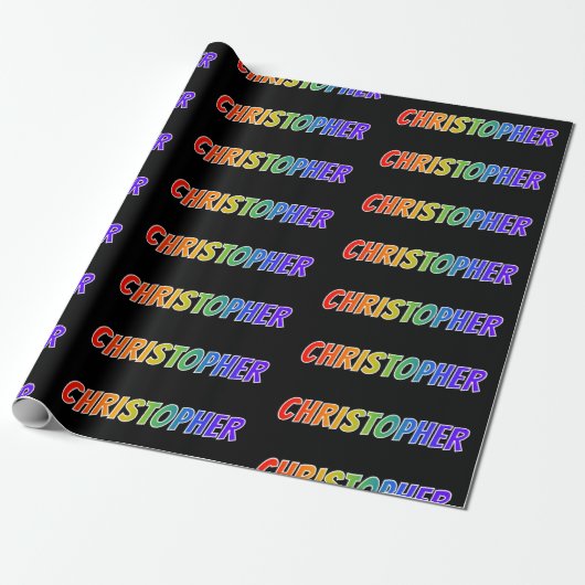 Regenboog voornaam "CHRISTOPHER"; Leuk & Kleurrijk Cadeaupapier (Uitgerold)