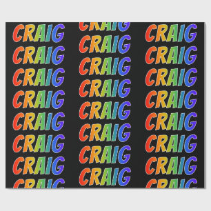 Regenboog Voornaam "CRAIG"; Leuk & Kleurrijk Cadeaupapier