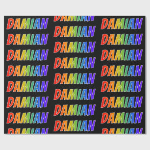 Regenboog voornaam "DAMIAN"; Leuk & Kleurrijk Cadeaupapier