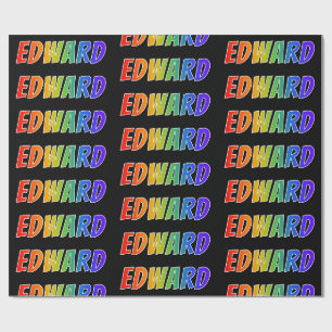 Regenboog Voornaam "EDWARD"; Leuk & Kleurrijk Cadeaupapier