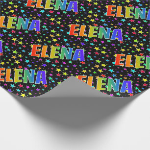 Regenboog voornaam "ELENA" + sterren Cadeaupapier
