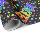 Regenboog voornaam "ELENA" + sterren Cadeaupapier (Rol Hoek)