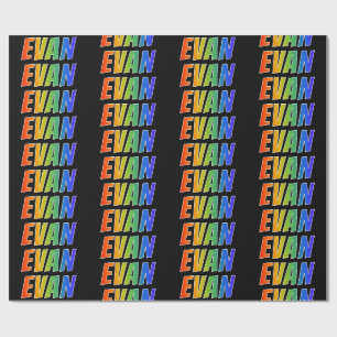 Regenboog Voornaam "EVAN"; Leuk & Kleurrijk Cadeaupapier