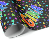 Regenboog voornaam "GINA" + sterren Cadeaupapier (Rol Hoek)