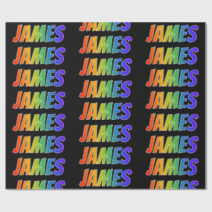Regenboog voornaam "JAMES"; Leuk & Kleurrijk Cadeaupapier