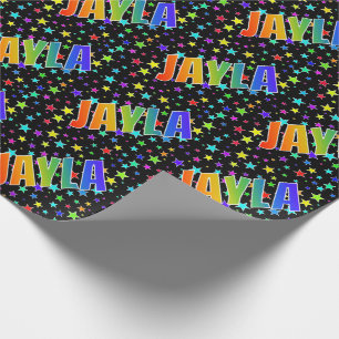 Regenboog Voornaam "JAYLA" + Sterren Cadeaupapier