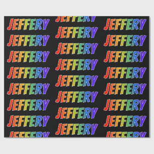 Regenboog Voornaam "JEFFERY"; Leuk & Kleurrijk Cadeaupapier