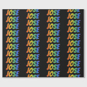 Regenboog voornaam "JOSE"; Leuk & Kleurrijk Cadeaupapier (Vlak)
