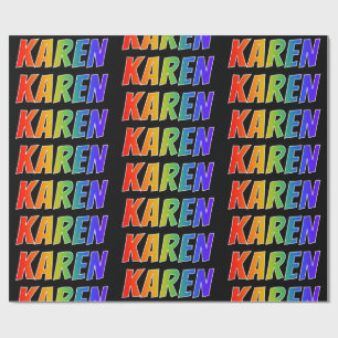 Regenboog voornaam "KAREN"; Leuk & Kleurrijk Cadeaupapier