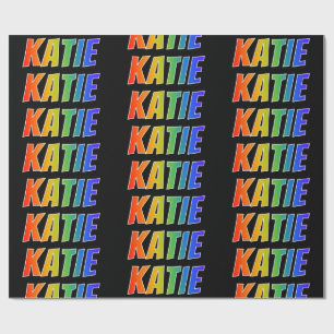Regenboog voornaam "KATIE"; Leuk & Kleurrijk Cadeaupapier
