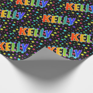 Regenboog voornaam "KELLY" + sterren Cadeaupapier
