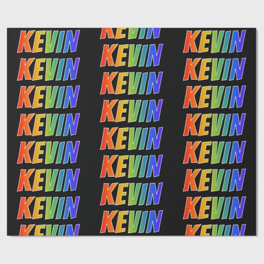 Regenboog voornaam "KEVIN"; Leuk & Kleurrijk Cadeaupapier (Vlak)