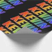 Regenboog voornaam "KEVIN"; Leuk & Kleurrijk Cadeaupapier (Hoek)