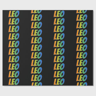 Regenboog Voornaam "LEO"; Leuk & Kleurrijk Cadeaupapier