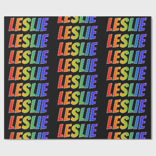 Regenboog Voornaam "LESLIE"; Leuk & Kleurrijk Cadeaupapier