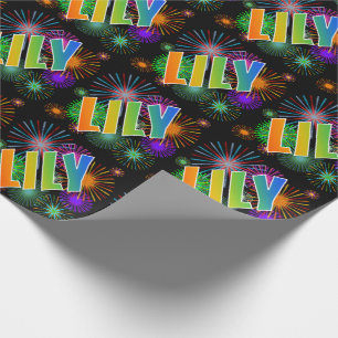 Regenboog voornaam "LILY" + vuurwerk Cadeaupapier