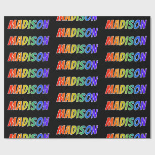 Regenboog Voornaam "MADISON"; Leuk & Kleurrijk Cadeaupapier