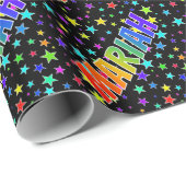 Regenboog Voornaam "MARIAH" + Sterren Cadeaupapier (Rol Hoek)