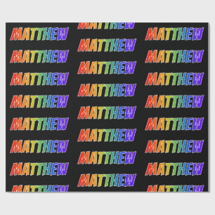 Regenboog Voornaam "MATTHEW"; Leuk & Kleurrijk Cadeaupapier