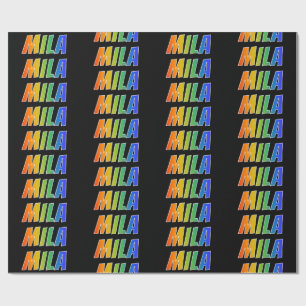 Regenboog voornaam "MILA"; Leuk & Kleurrijk Cadeaupapier