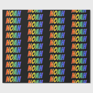 Regenboog voornaam "NOAH"; Leuk & Kleurrijk Cadeaupapier