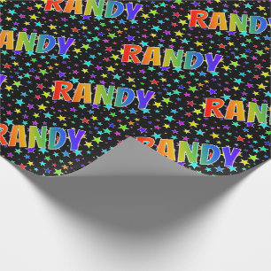 Regenboog Voornaam "RANDY" + Sterren Cadeaupapier