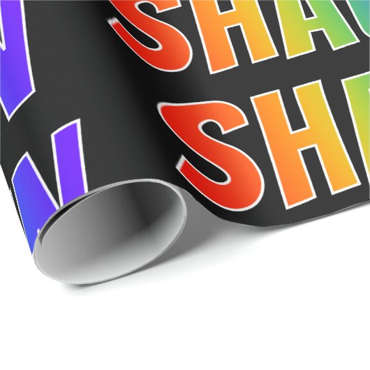 Regenboog voornaam "SHAUN"; Leuk & Kleurrijk Cadeaupapier (Rol Hoek)