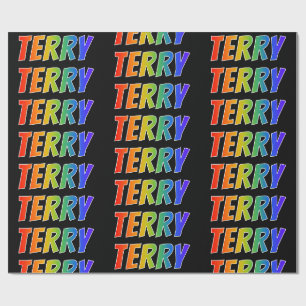 Regenboog Voornaam "TERRY"; Leuk & Kleurrijk Cadeaupapier