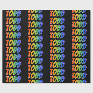 Regenboog Voornaam "TODD"; Leuk & Kleurrijk Cadeaupapier