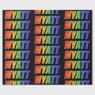 Regenboog Voornaam "WYATT"; Leuk & Kleurrijk Cadeaupapier