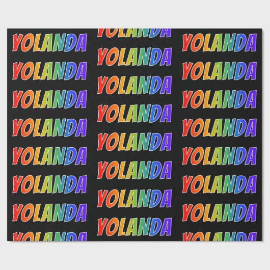 Regenboog voornaam "YOLANDA"; Leuk & Kleurrijk Cadeaupapier (Vlak)