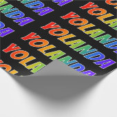 Regenboog voornaam "YOLANDA"; Leuk & Kleurrijk Cadeaupapier (Hoek)