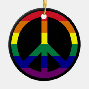 Regenboog Vredesornament Keramisch Ornament