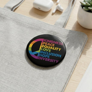 Regenboog Vredesteken Vriendelijkheid Gelijkheid C Ronde Button 4,0 Cm