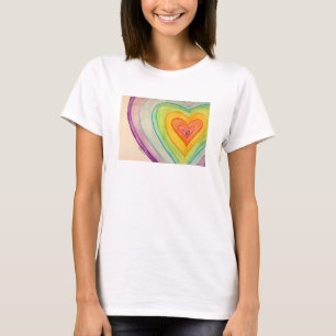 Regenboog Vriendschap Harten Liefde Maatwerk Kunst T-shirt