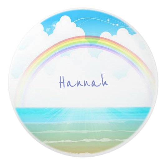 Regenboog" w/naam keramische knop (Voorkant)