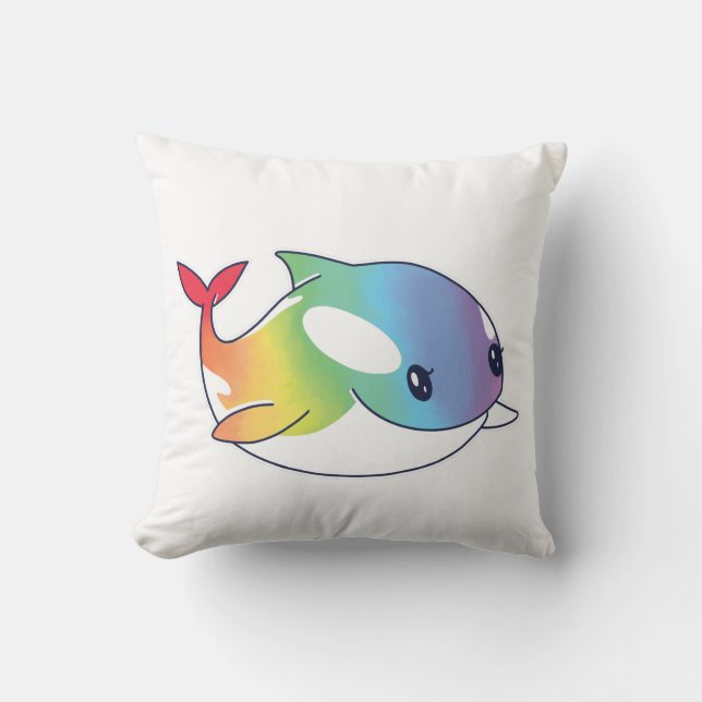 Regenboog Walvis  Kussen (Voorkant)