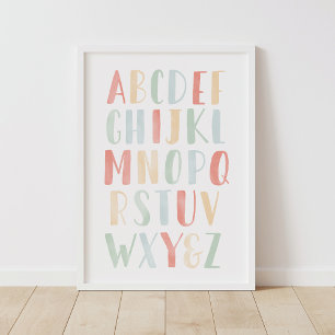 Regenboog Waterverf Alfabet ABC Klaslokaal Decorat Poster
