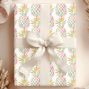 Regenboog Waterverf Ananas Tropisch Patroon Cadeaupapier