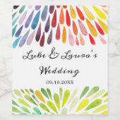 Regenboog Waterverf Floral Wijn Etiket (Enkel label)