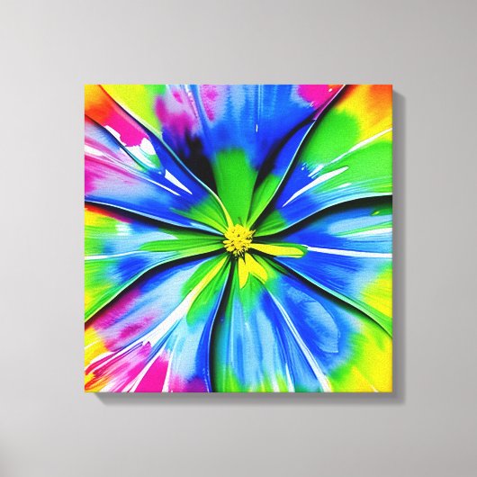 Regenboog Waterverf Flower Stretched Canvas (Voorkant)