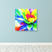 Regenboog Waterverf Flower Stretched Canvas (Insitu (Houten vloer))
