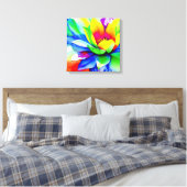 Regenboog Waterverf Flower Stretched Canvas (Insitu (Slaapkamer))